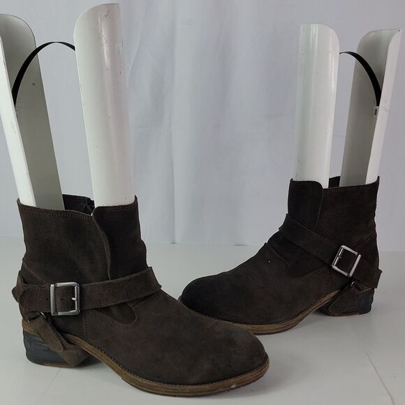 All Saints Suede Leather Harness Women's Ankle Boots - Picture 3 of 13